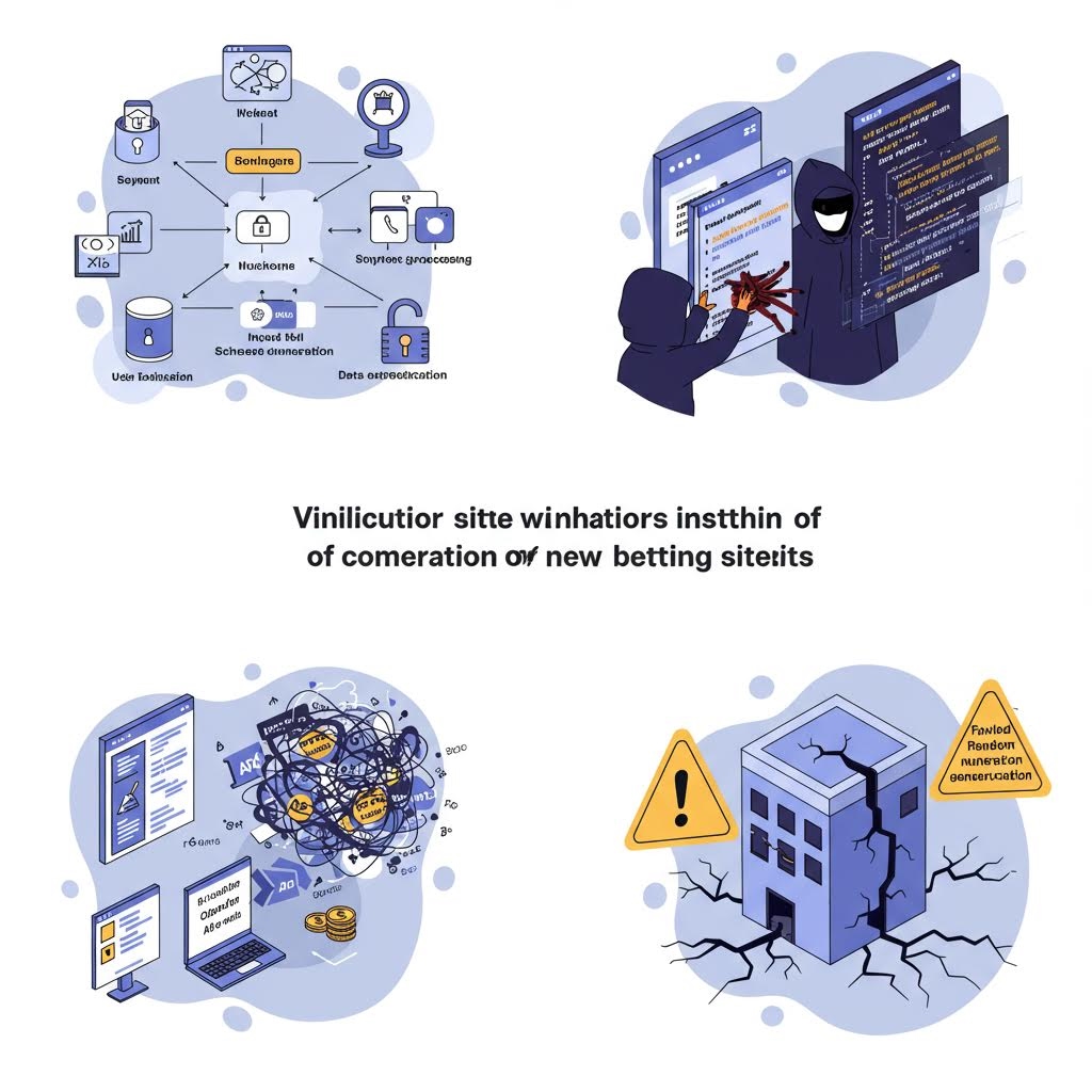 새로운 플랫폼의 구조적 취약점과 보안 위협 요소들이 일러스트 형태로 나열되어 기능 흐름과 위험 경고가 동시에 강조된 장면이다